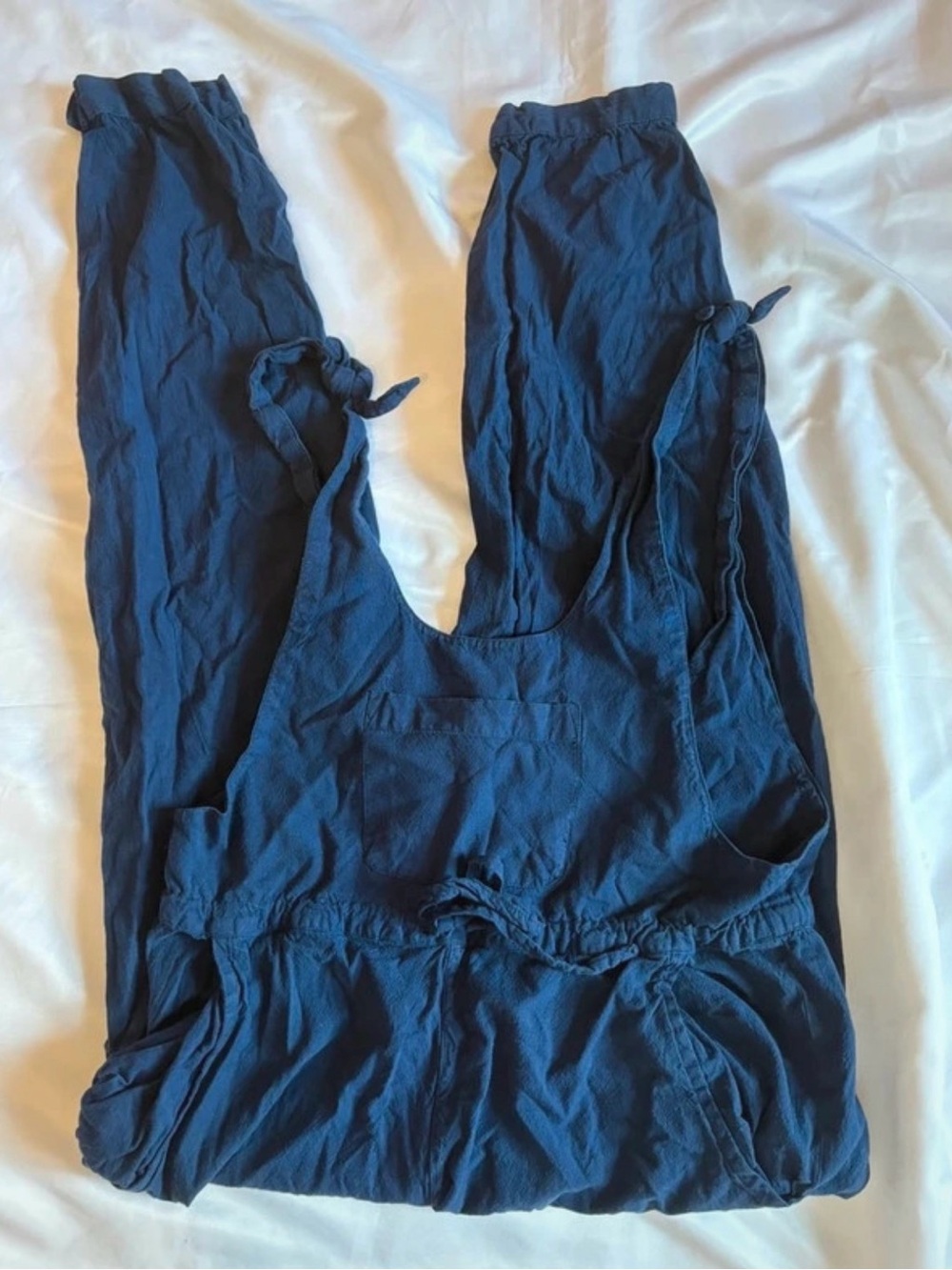 Relaxed Navy Blue Tie-Shoulder Romper